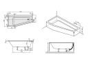 V&B Subway Badekar for innbygging 1700x800 mm. Asymmetrisk, høyre,