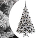 vidaXL Kunstig juletre med julekuler 150 cm 150 LED-lys Varmhvit