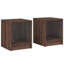  Nattbord med glassdører 2 stk brun eik 35x37x42 cm 8721012213067