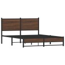  Sengeramme i metall med hodegavl brun eik 137x190 cm 8721102955266
