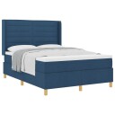  Box Spring Seng med Madrass Blå 140x200 cm Stoff