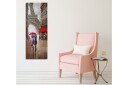 Lerretsbilde 30x80 cm Paris biler under regnet med fargerike paraplyer Rød / Lilla / Grå