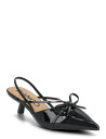 Bianco Biakristin Kitten Heel Bow Slingback Faux Leather - Black - 40
