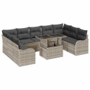  10 Dels Hage Sofa Set med Puter Lys Grå Poly Rattan