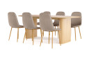 Bark Noira Ovalt Spisebord 220 cm Eik + 6 Nibe stol brun med eikeben   Natur/Brun