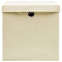 vidaXL Oppbevaringsbokser med lokk 4 stk kremhvit 32x32x32 cm stoff