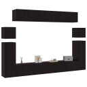  TV benksett Veggmontert 8 pcs Svart Eik Konstruert tre