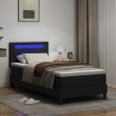  Box Spring Bed med madrass svart enkel faux skinn