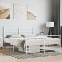 vidaXL Sengeramme i metall med hode- og fotgavl hvit 120x190 cm