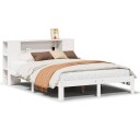  Seng med bokhylle uten madrass hvit 140x200 cm heltre furu 3322516