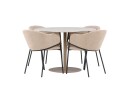 Venture Home Matgruppe Lycke 110 cm Rund med 4 Evelina stoler   Beige/Beige