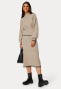 BUBBLEROOM Contrast Edge Knitted Skirt Beige melange S