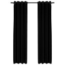 Vidaxl Lystette Gardiner Maljer Og Lin-Design 2 Stk Svart 140x245 Cm