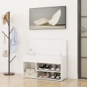 vidaXL Skobenk h?yglans hvit 80x30x45 cm sponplater