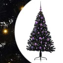  Kunstig Forhåndsopplyst Juletre med 150 LED Svart 150 cm PVC