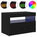  TV skap med LED  stripelys Svart 60 x 35 x 40 cm Konstruert tre