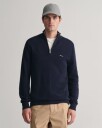 Piquestrikket bomullsgenser med half-zip i halsen EVENING BLUE XXXL