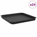vidaXL Firkantet Blomsterbrett 24 pcs Svart 32 x 32 x 2,5 cm Plast