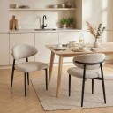 Beige spisestoler – polstret stålben sett med 2