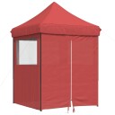  Sammenleggbart partytelt pop-up med 4 sidevegger burgunder 4005003
