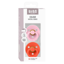 BIBS Pacifier Colour Latex Baby Pink/Tango Size 1 2pcs