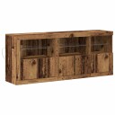  sideboard med LED lamper gammelt tre 162x37x67 cm konstruert tre