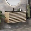 Macro Design Crown Line/push-open Servantskap 2-skuff - med Glasservant Eik / 100cm Glass Edge Hvit