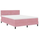  Box Spring Seng med Madrass og LED Rosa 160x200 cm Fløyel