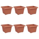 vidaXL Firkantet Blomsterpotte 6 pcs Klinker Rød 23 x 23 x 17,5 cm