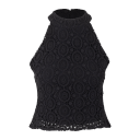 Bloom Top Black L Crochet halter-neck