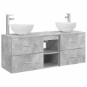 vidaXL Baderomsskapsett 3 stk. Betonggrå 49,5 x 41 x 64,5 cm