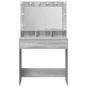  Sminkebord med LED lamper Grå Sonoma 79x41x135 cm