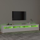  TV-benk med LED-lys hvit 240x35x40 cm
