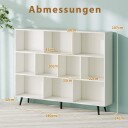 Bokhylle med kuber – 3 etasjers veltesikring 140 cm