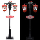 Dobbel Julegatelampe julenisse svart og rød 188cm PVC