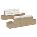  7-delt hagesofa-sett med puter i beige