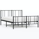vidaXL Sengeramme i metall med hode- og fotgavl svart 150x200 cm
