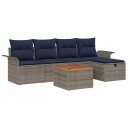 vidaXL Hagesofa Set 6 stk. Grå Poly rattan