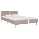 vidaXL Sengeramme med LED cappuccino kunstig skinn 135x190 cm