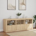 vidaXL Skjenk med LED-lys sonoma eik 181,5x37x67 cm