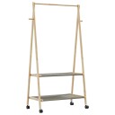  Klesstativ med hyller og hjul 96x45,5x155,5 cm bambus 8721102642920