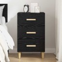  Nattbordskap med skuff Svart eik 40 x 40 x 66 cm Konstruert tre