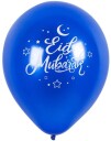 6 stk 25 cm Eid Mubarak Blå og Gullfargede Ballonger