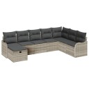  8 Deler Hage Sofa Sett med Puter Lysegrå Poly Rattan