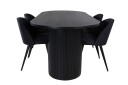 Venture Design Bianca & Velvet spisegruppe Svart/svart 4 stoler & bord 200 x 90 cm