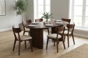 Noira spisegruppe 220 cm rektangulær i valnøtt med 6 Amelia spisestoler med pute   Valnøtt/Beige