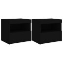  Nattbord med LED 2 stk svart 50x40x45 cm 8721012253506