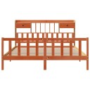  Seng med bokhylle uten madrass voksbrun 200x200 cm heltre furu 8721158605528