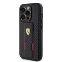 Ferrari Carbon Grip Stand Deksel Til Iphone 15 Pro Max Svart