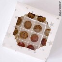 Konfekteske M/vindu Sølvstjerner  15x15x3,5cm Pk/10 | Slikkepott.No